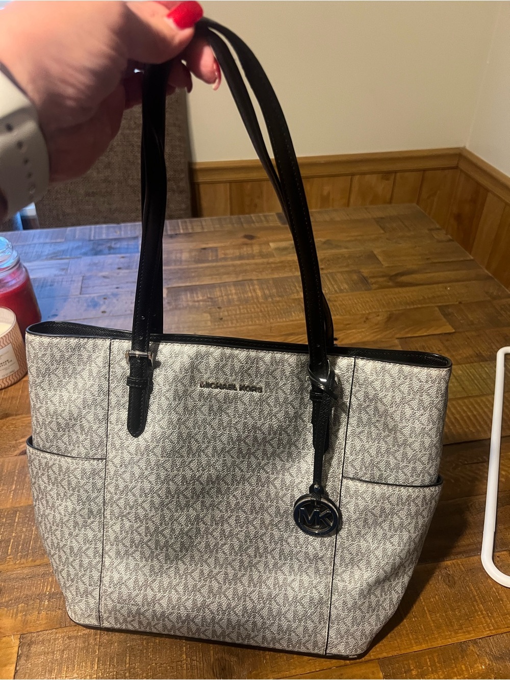 Michael Kors Monogram Tote in Vanilla and Black